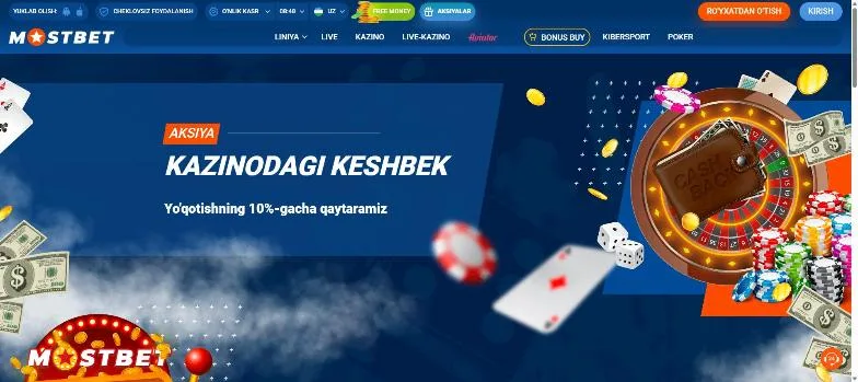 Kazinodagi haftalik keshbek aksiyasi banneri