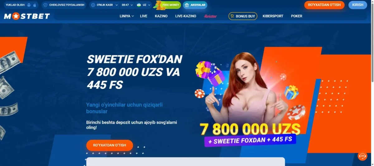 Xush kelibsiz paketi: 7 800 000 UZS va 445 FS